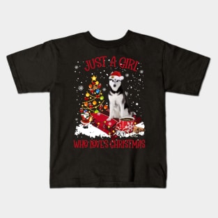 Husky Just A Girl Who Loves Christmas Kids T-Shirt